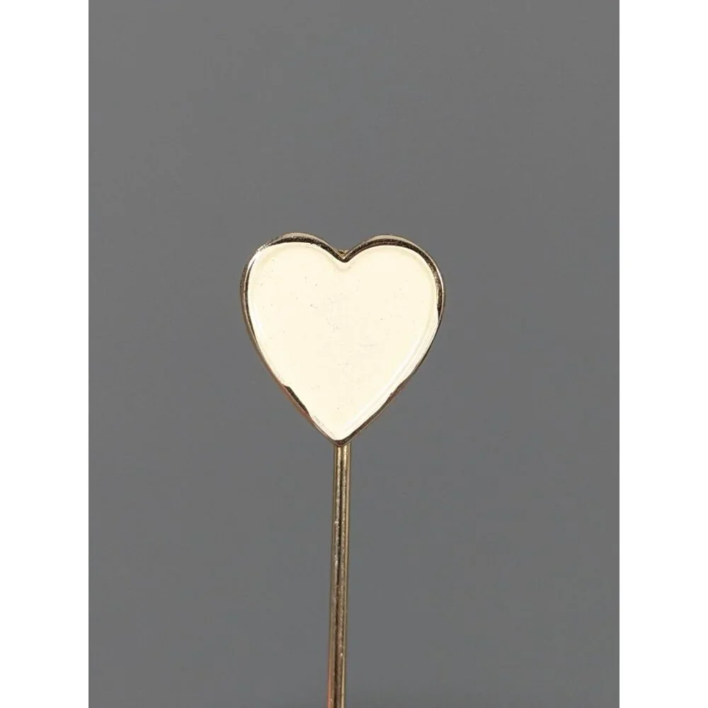 Vintage Cream Color Heart Gold Tone Stick Pin Classic‎ Retro